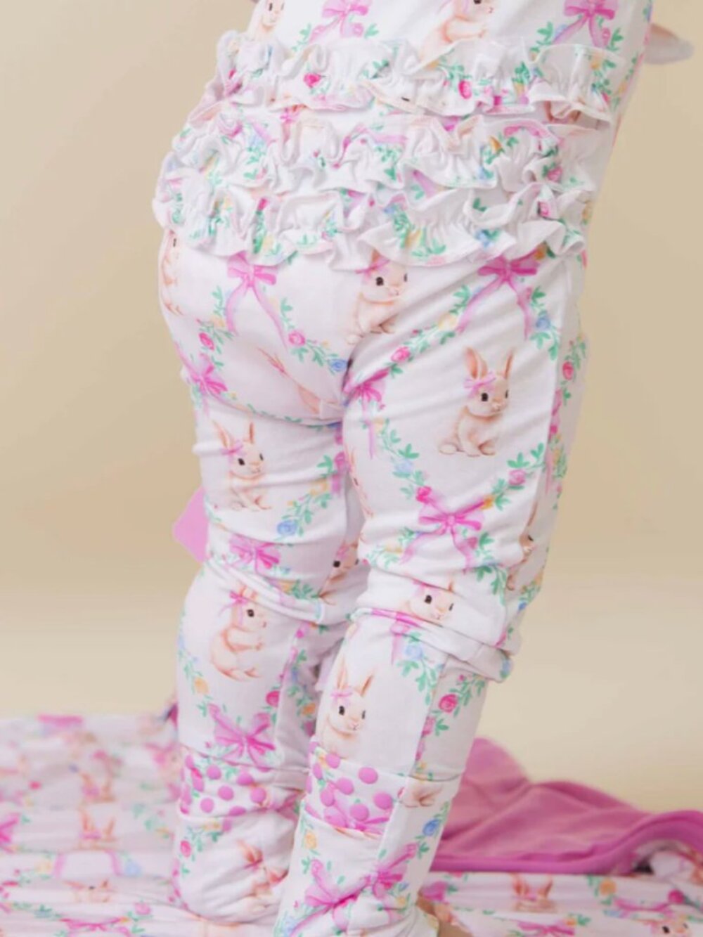 NWT Bums & Roses Ruffle Romper Bunnies